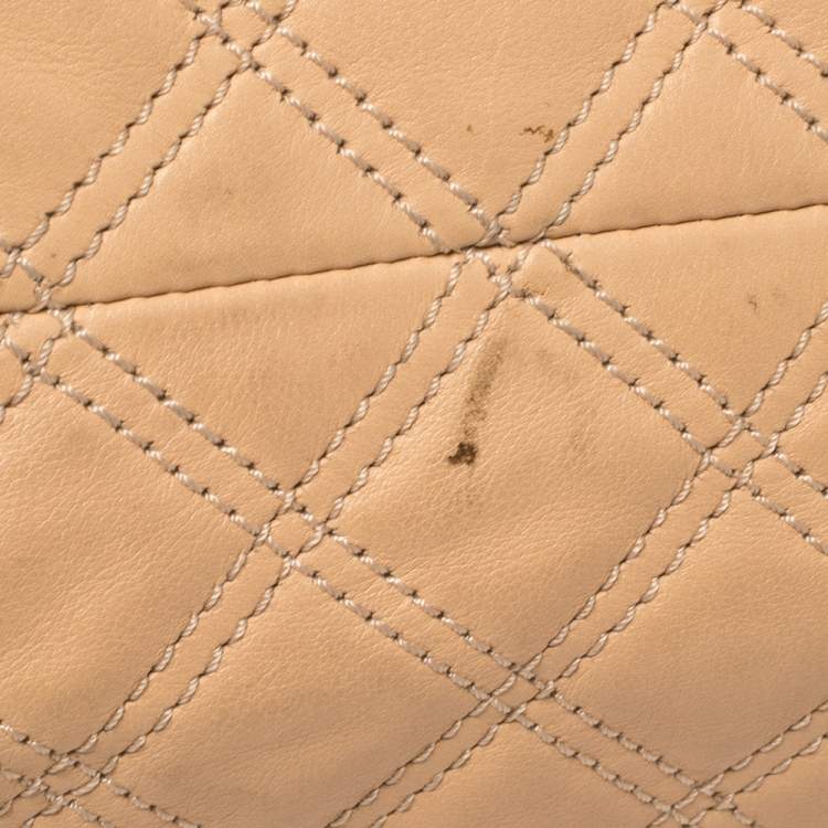 Pre Owned Marc Jacobs Peach Quilted Leather Stam Satchel