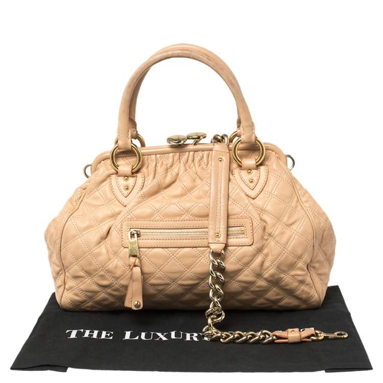 Pre Owned Marc Jacobs Peach Quilted Leather Stam Satchel