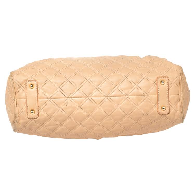 Pre Owned Marc Jacobs Peach Quilted Leather Stam Satchel