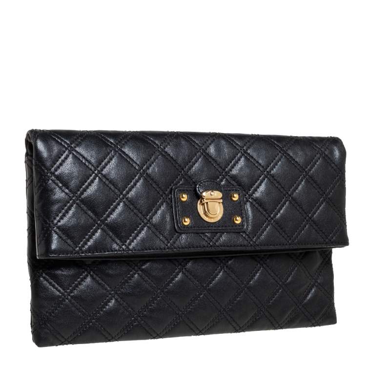 Pre Owned Marc Jacobs Black Quilted Leather Eugenie Clutch