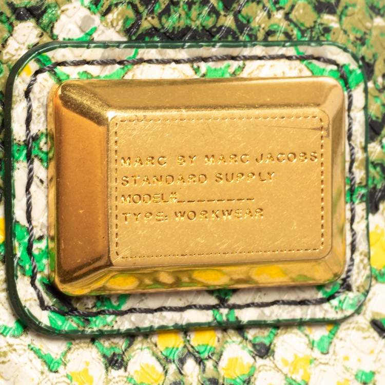 Pre Owned Marc Jacobs Green/Yellow Python Embossed PVC Slim Crossbody Bag
