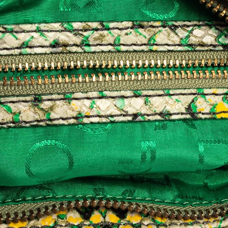 Pre Owned Marc Jacobs Green/Yellow Python Embossed PVC Slim Crossbody Bag