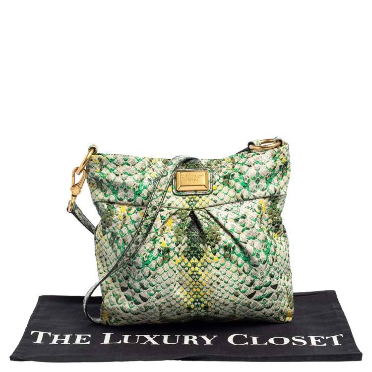 Pre Owned Marc Jacobs Green/Yellow Python Embossed PVC Slim Crossbody Bag