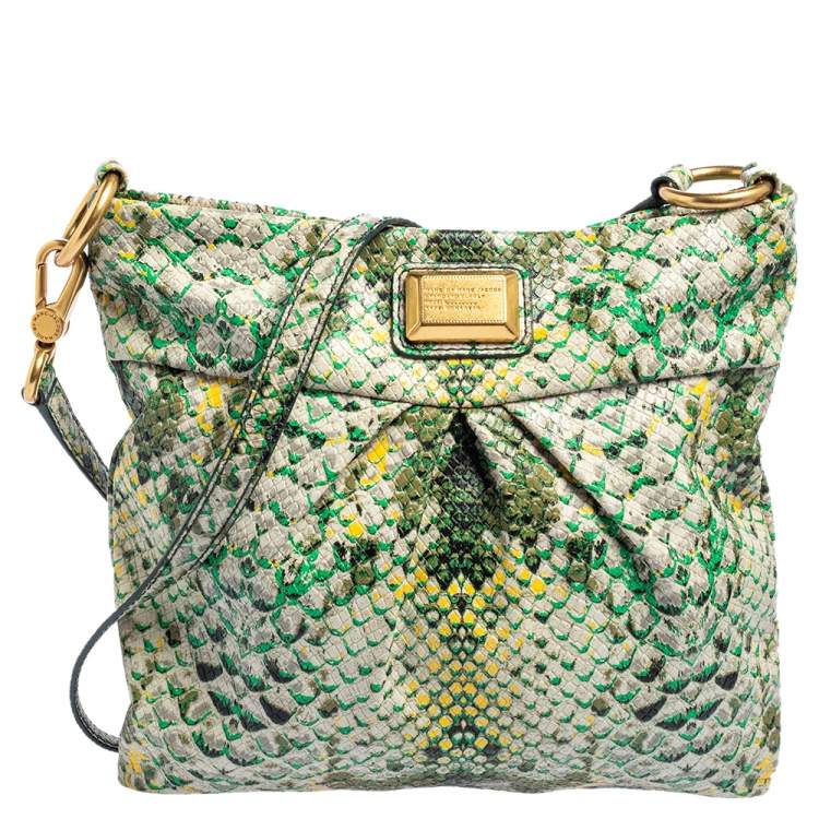 Pre Owned Marc Jacobs Green/Yellow Python Embossed PVC Slim Crossbody Bag