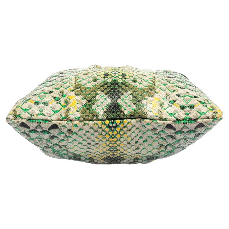 Pre Owned Marc Jacobs Green/Yellow Python Embossed PVC Slim Crossbody Bag