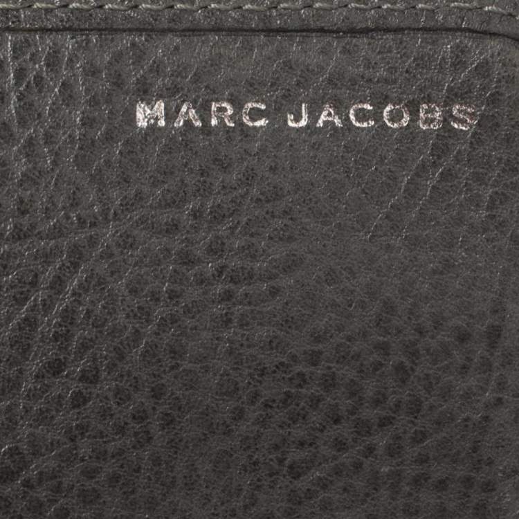 Pre Owned Mark Jacobs  Metallic/Grey Gathered Coated Canvas and Leather Pushlock Clutch 