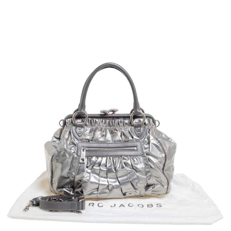Pre Owned Marc Jacobs Metallic Grey Leather Stam Satchel