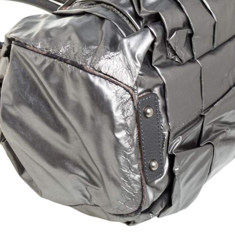 Pre Owned Marc Jacobs Metallic Grey Leather Stam Satchel