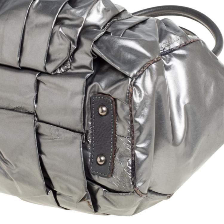 Pre Owned Marc Jacobs Metallic Grey Leather Stam Satchel
