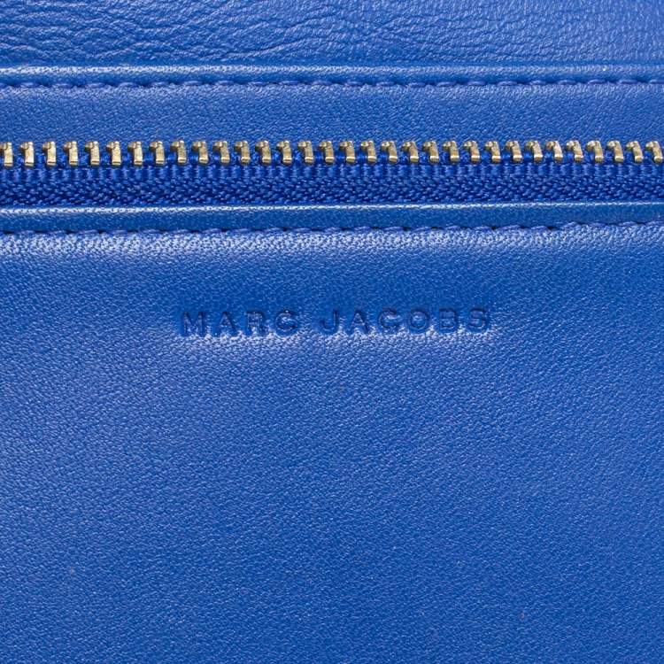 Pre Owned Marc Jacobs Blue Leather Jewel Embellished Wallet on Strap 