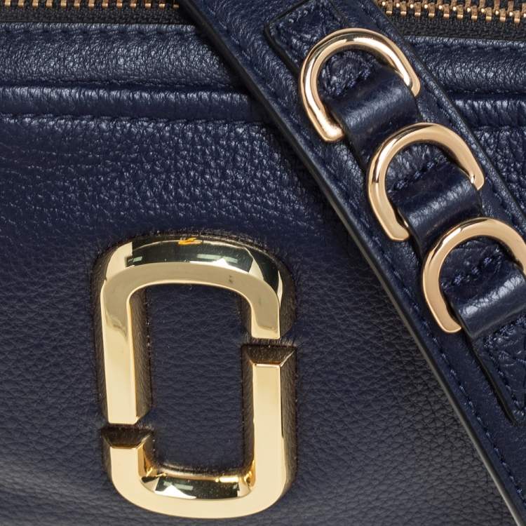 Pre Owned Marc Jacobs Navy Blue Leather Snapshot Crossbody Bag