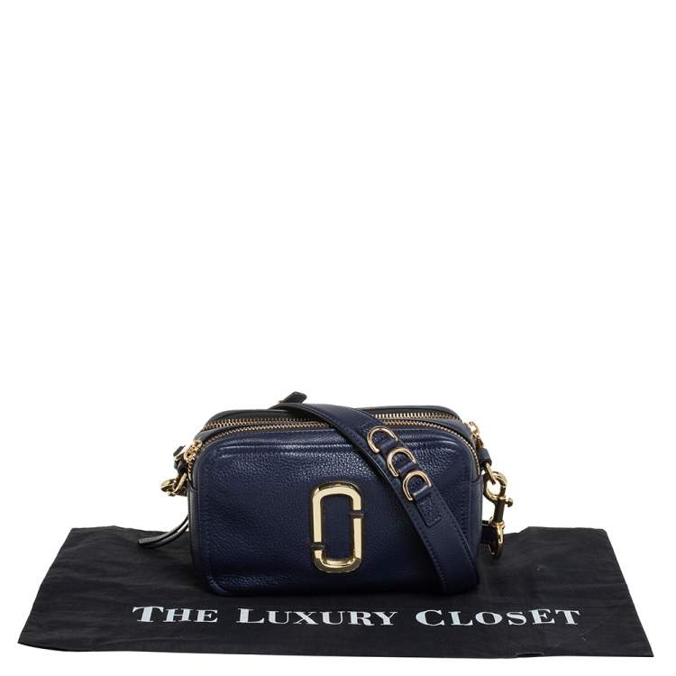 Pre Owned Marc Jacobs Navy Blue Leather Snapshot Crossbody Bag