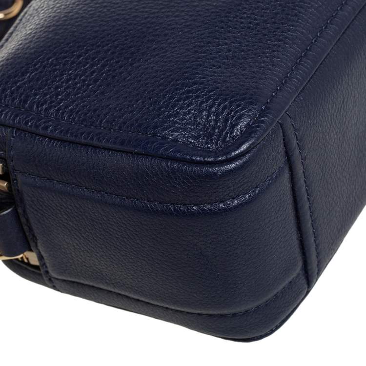 Pre Owned Marc Jacobs Navy Blue Leather Snapshot Crossbody Bag