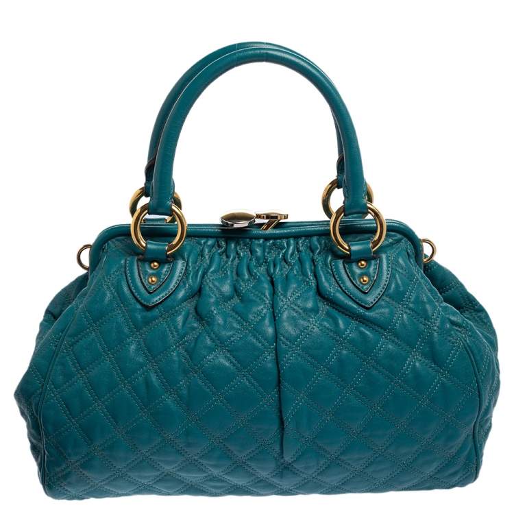 Pre Owned Marc Jacobs Green Quilted Leather  Stam Satchel 