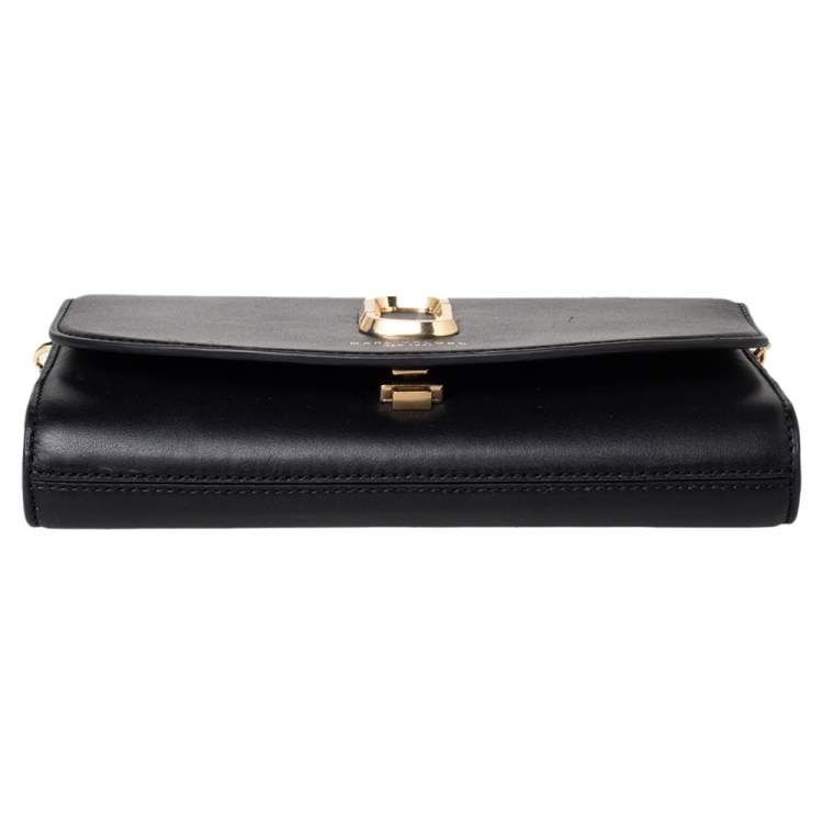 Pre Owned Marc Jacobs Black Leather Flap Shoulder Bag