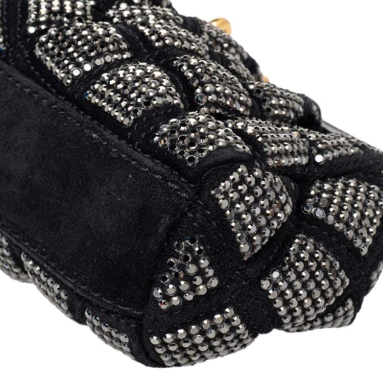 مملوكة مسبقًا Marc Jacobs Black Suede And Leather Embellished Clutch