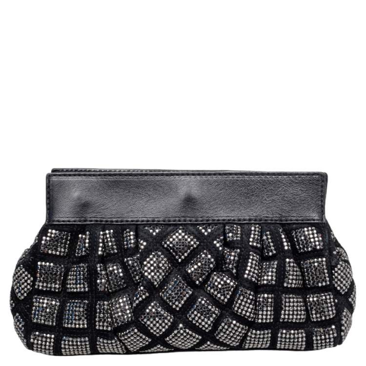 مملوكة مسبقًا Marc Jacobs Black Suede And Leather Embellished Clutch