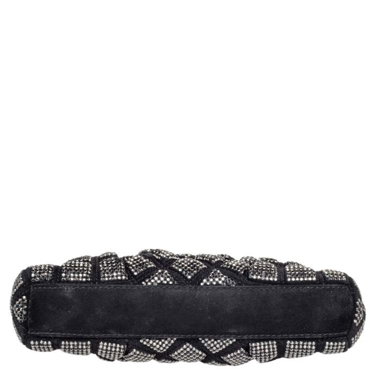مملوكة مسبقًا Marc Jacobs Black Suede And Leather Embellished Clutch