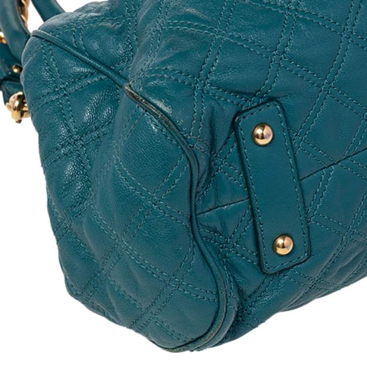Pre Owned Marc Jacobs Teal Blue Quilted Leather Stam Satchel