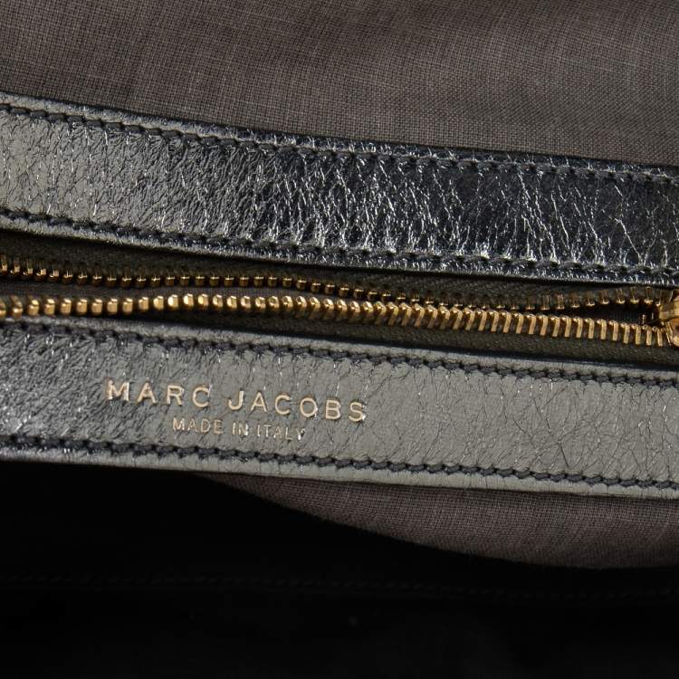 Pre Owned Marc Jacobs Metallic Grey Quilted Leather Stam Satchel