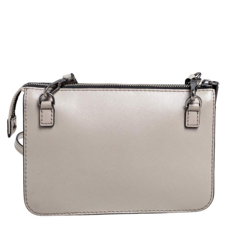Pre Owned Marc Jacobs Grey Leather Crystal Embellished Madison Crossbody Bag