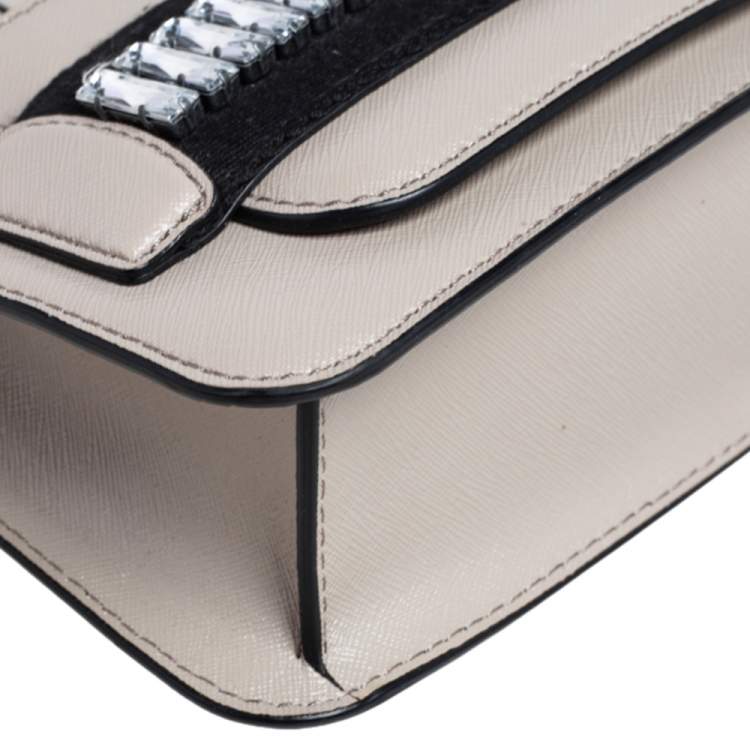 Pre Owned Marc Jacobs Grey Leather Crystal Embellished Madison Crossbody Bag