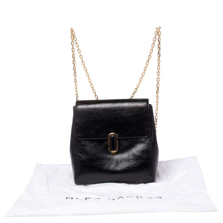 Pre Owned Marc Jacobs Black Patent Leather Chain Strap Backpack