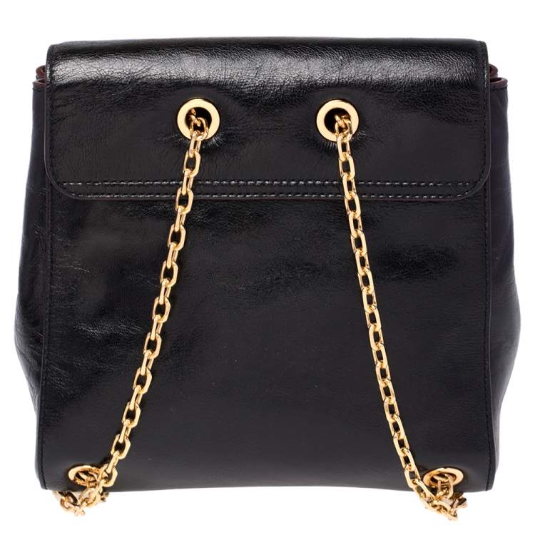 Pre Owned Marc Jacobs Black Patent Leather Chain Strap Backpack