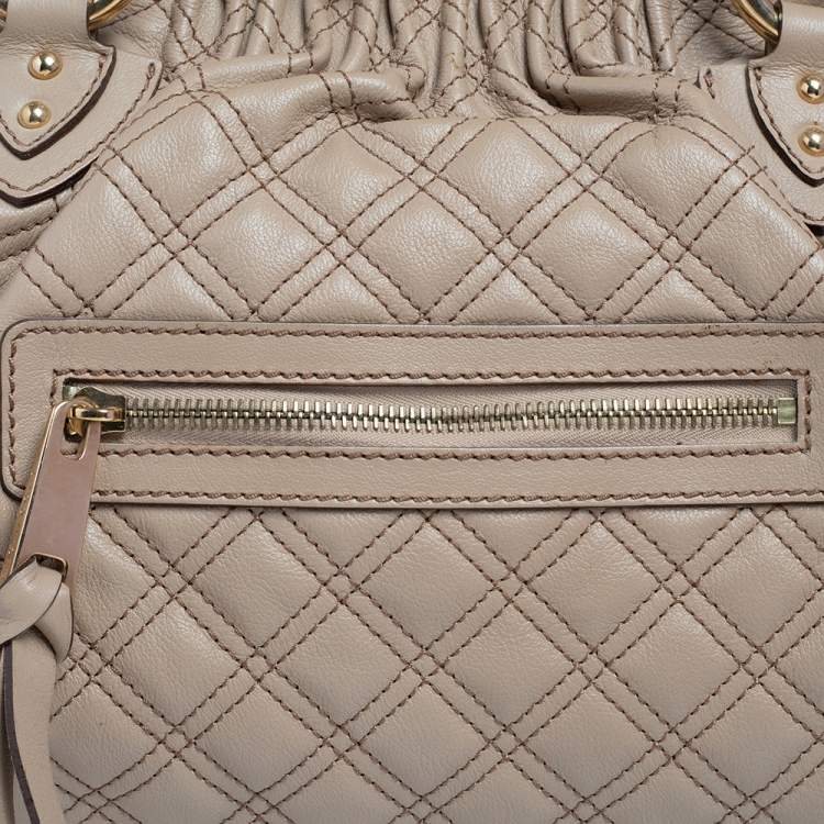 Pre Owned Marc Jacobs Beige Quilted Leather Stam Satchel