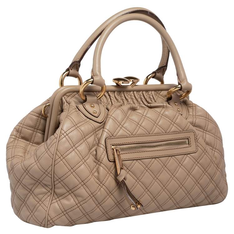 Pre Owned Marc Jacobs Beige Quilted Leather Stam Satchel