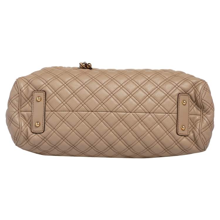 Pre Owned Marc Jacobs Beige Quilted Leather Stam Satchel