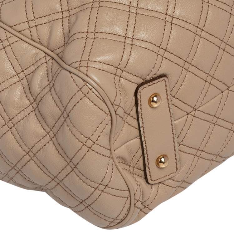 Pre Owned Marc Jacobs Beige Quilted Leather Stam Satchel