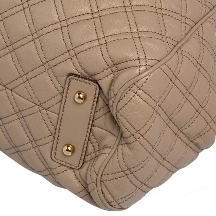 Pre Owned Marc Jacobs Beige Quilted Leather Stam Satchel