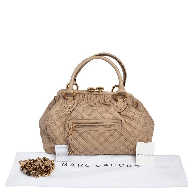 Pre Owned Marc Jacobs Beige Quilted Leather Stam Satchel