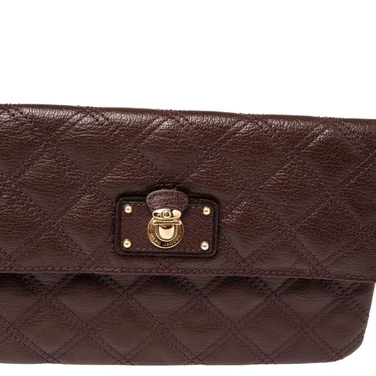 Pre Owned Marc Jacobs Brown Quilted Leather Eugenie Clutch