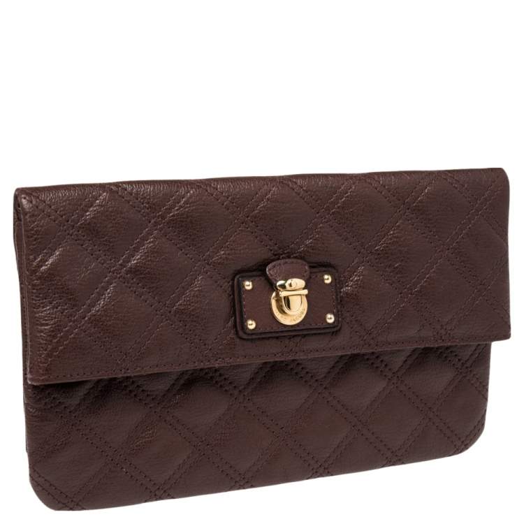 Pre Owned Marc Jacobs Brown Quilted Leather Eugenie Clutch