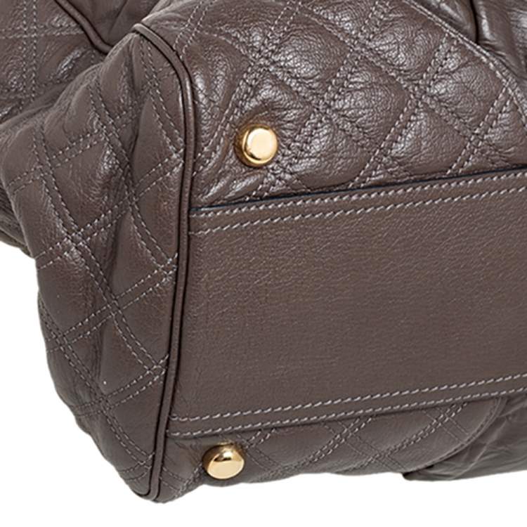 Pre Owned Marc Jacobs Grey Quilted Leather Alyona Satchel