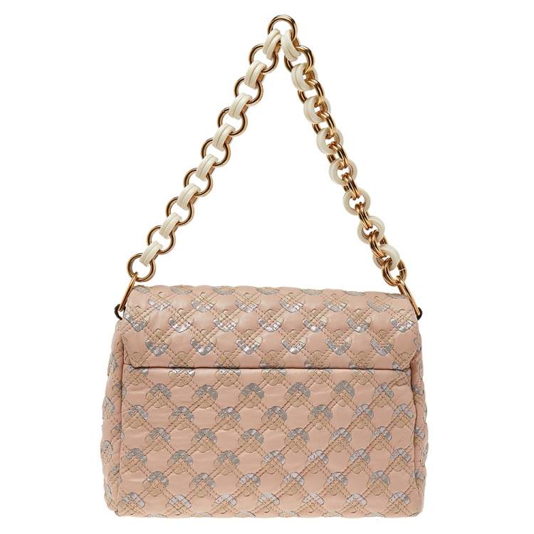 Pre Owned Marc Jacobs Pink Leather Lock Flap Chain Bag