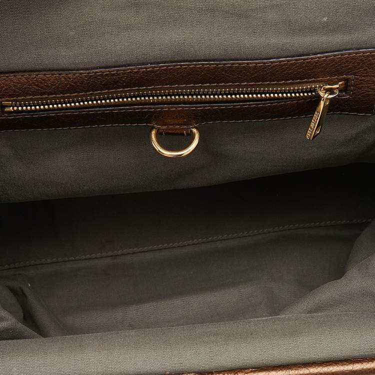 Pre Owned Marc Jacobs Metallic Brown Quilted Leather Stam Satchel
