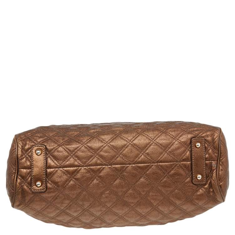 Pre Owned Marc Jacobs Metallic Brown Quilted Leather Stam Satchel