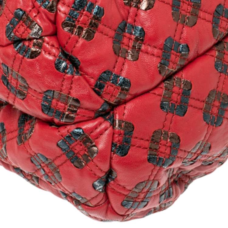 مملوكة مسبقًا Marc Jacobs Red/Metallic Quilted Leather Memphis Robert Jena Shoulder Bag