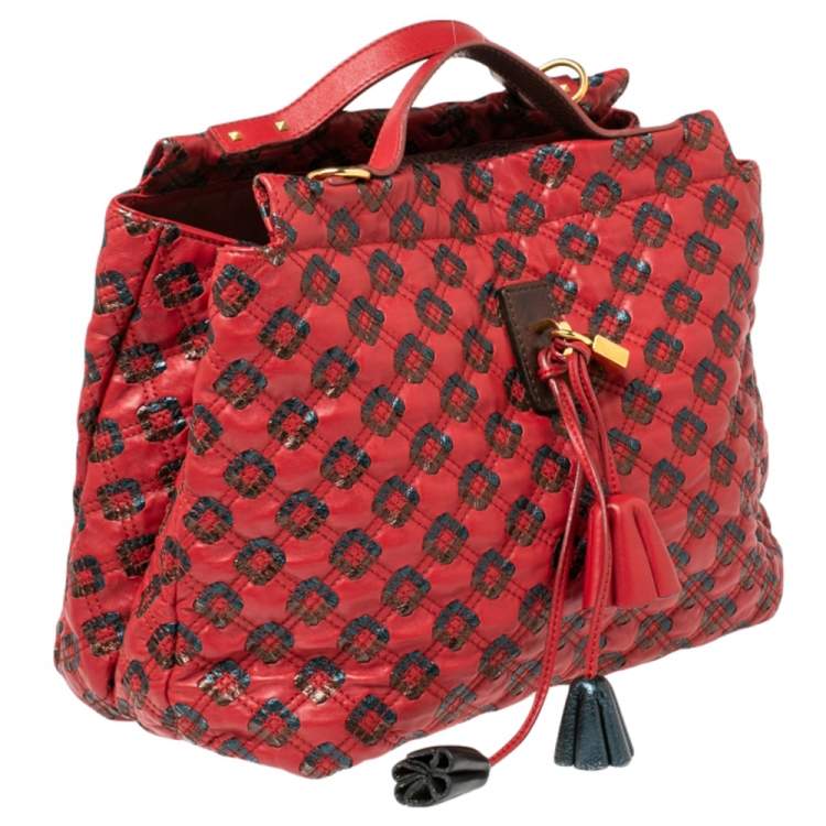 مملوكة مسبقًا Marc Jacobs Red/Metallic Quilted Leather Memphis Robert Jena Shoulder Bag