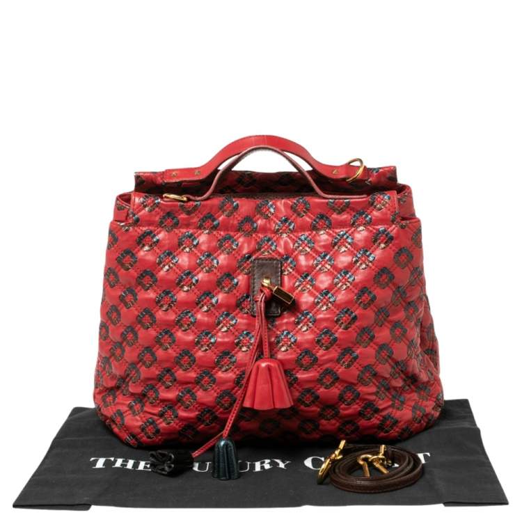 مملوكة مسبقًا Marc Jacobs Red/Metallic Quilted Leather Memphis Robert Jena Shoulder Bag