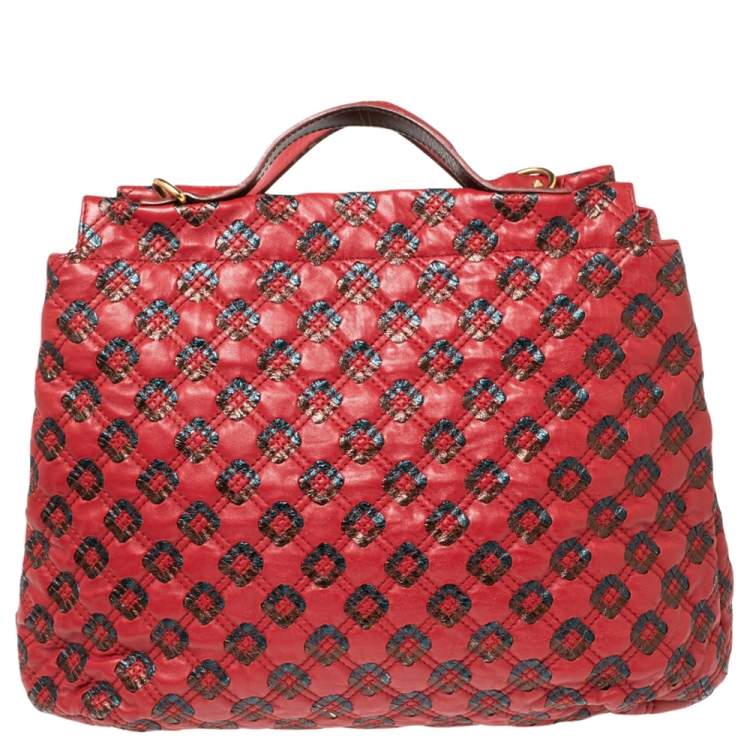 مملوكة مسبقًا Marc Jacobs Red/Metallic Quilted Leather Memphis Robert Jena Shoulder Bag