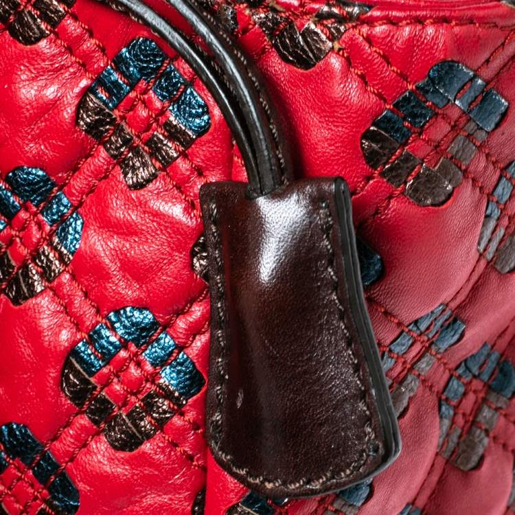 مملوكة مسبقًا Marc Jacobs Red/Metallic Quilted Leather Memphis Robert Jena Shoulder Bag