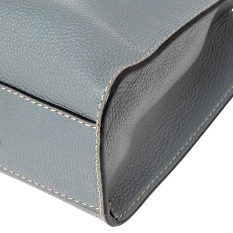 Pre Owned Marc Jacobs Stone Blue Soft Leather Mini Grind Tote