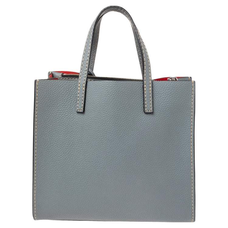 Pre Owned Marc Jacobs Stone Blue Soft Leather Mini Grind Tote