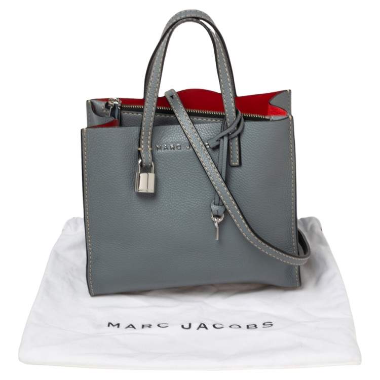 Pre Owned Marc Jacobs Stone Blue Soft Leather Mini Grind Tote