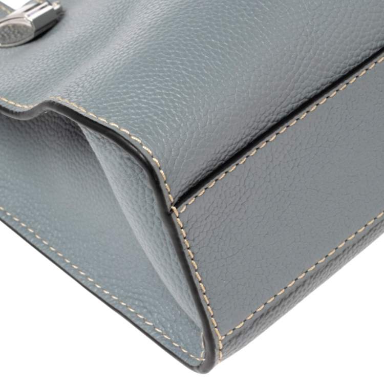 Pre Owned Marc Jacobs Stone Blue Soft Leather Mini Grind Tote