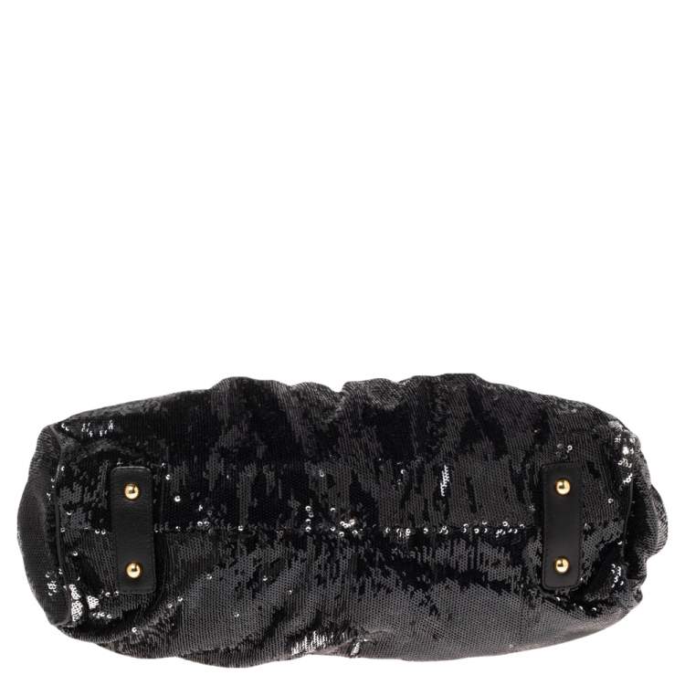 Pre Owned Marc Jacobs Blue/Black Sequin,Suede and Leather New York Rocker Stam Satchel